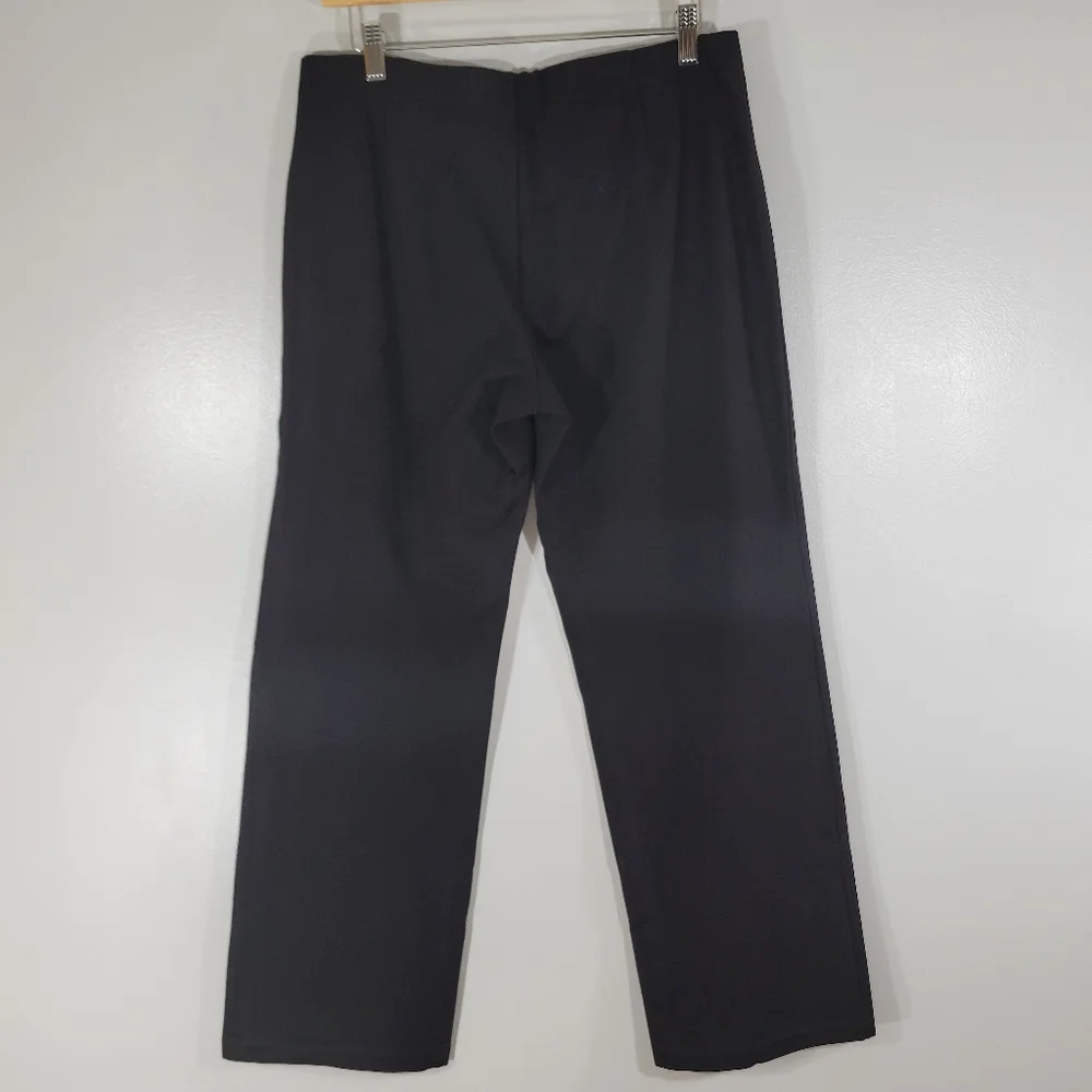 EILEEN FISHER black stretch Ponte knit pull on mid rise minimalist trouser pants